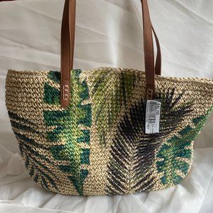 INC Botanical Leaf Straw Tote